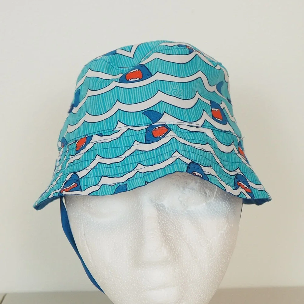 UV Skinz Bucket Hat Boys Blue Shark Print Sun Protection UPF 50+ Beach Swim Hat